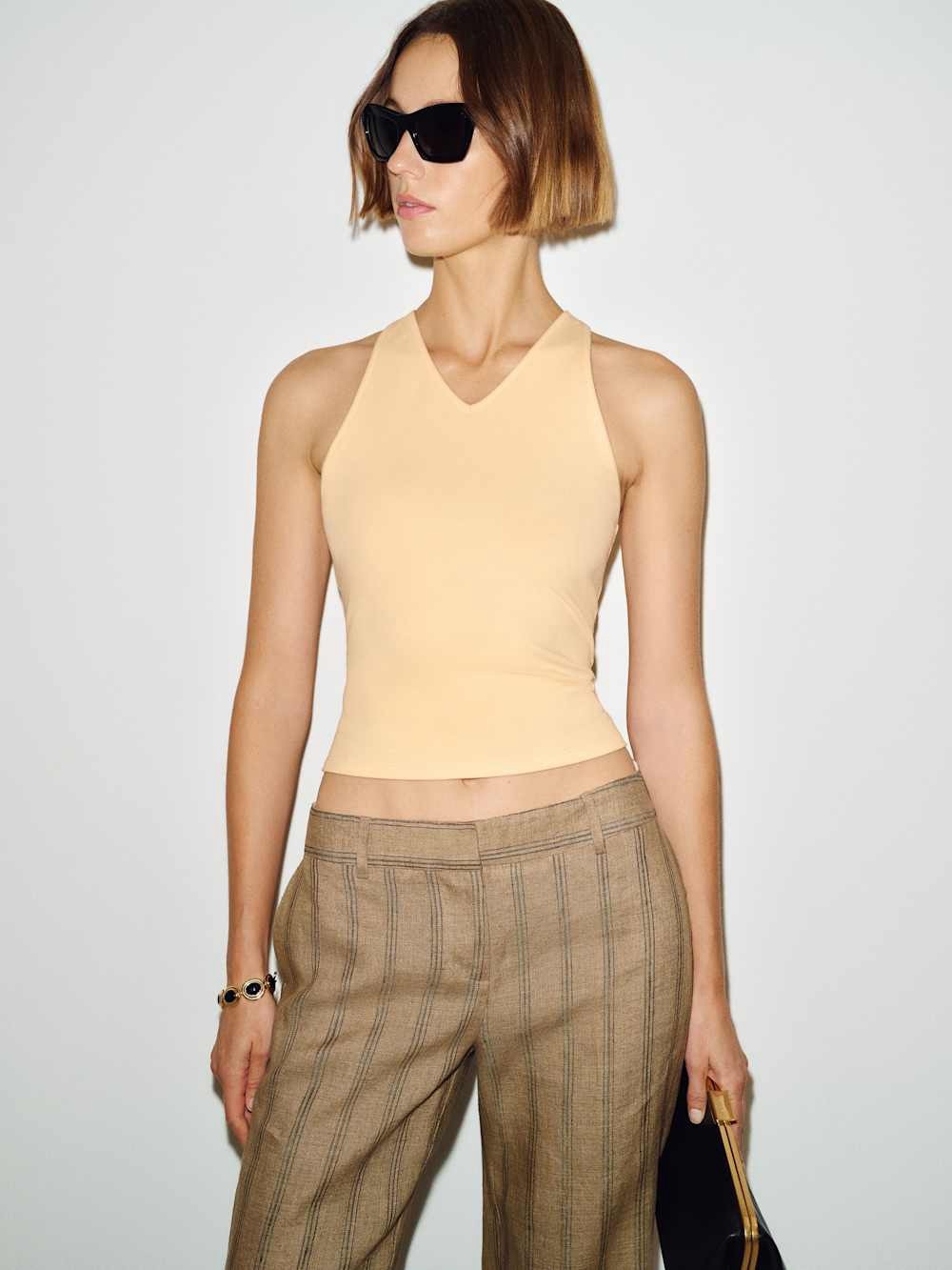 Reformation cherry knit top small yellow parmesan